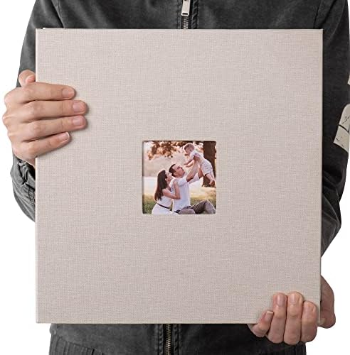 HoneyTolly Large Photo Album Self Adhesive, DIY Scrapbook Album for 600 Photos, 13"x12.6" 120 Pages Linen Cover Memory Book(Light Beige) - Image 7