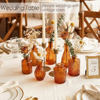Brown Glass Bud Vases Set of 12, Mini Flower Vase for Centerpieces, Small Amber Bud Vases in Bulk for Wedding Decorations, Vintage Vase for Table, Recepetion, Home Décor - Image 2