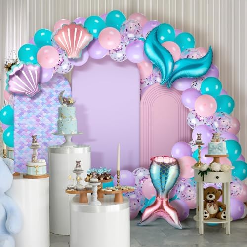 Foilswirl 34 Pcs Mermaid Decor Set 4ft 5ft 6ft Mermaid Arch Backdrop Cover - Image 5