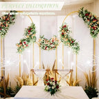 Metal Arch Stand and Cover Set,1 Sage Green Spandex Fitted Backdrop with 1 Gold Wedding Arched Stand Frame for Parties Birthday Baby Shower Bridal Banquet Decoration (7.2FT) - Image 7