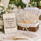 Leinuosen 51 Pcs Wedding Favors for Guests Bulk Vintage Lace Paper Fans - Image 4