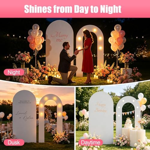 6FT Arch Backdrop with Stand, Lighted Set Wedding Birthday Party, White - Image 5