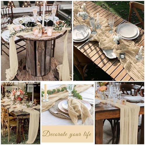 20 Pack Cheesecloth Table Runner 17 x 108 Inch, Beige - Image 7