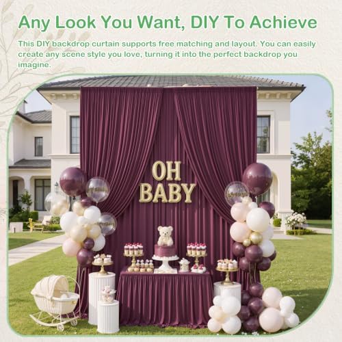 50ftx14ft Burgundy Backdrop Curtain for Wedding Parties - Image 3