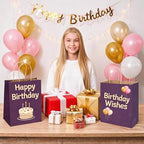bagmad 100 Pack 8x4.75x10 Inch Plain Medium Paper Bags with Handles Bulk, Kraft Craft Gift Bags, Grocery Shopping Retail Birthday Party Favors Wedding Sacks (Purple) - Image 6