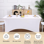Fixwal 6 Pack 6FT White Tablecloth Rectangle Spandex Fitted Table Cover - Image 5