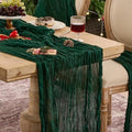6 Pack Emerald Green Cheesecloth Table Runner Boho Christmas Decor by Playieer