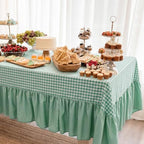 Moukeren 120"x60" Ruffled Tablecloth Table Cover, Sage Green, Gingham - Image 5