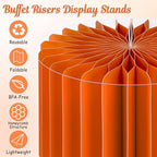 6Pcs Buffet Risers, Food Risers for Table, Foldable Cake Display Stands, Tall Cardboard Cupcakes Stand for Show Catering Desserts Jewelry Wedding Birthday Party Decoration (Orange) - Image 4
