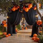 40x12 ft Black Backdrop Curtains for Weddings Party, Birthdays, Halloween - Image 2