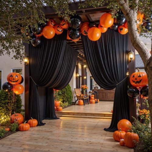 30x12 ft Black Backdrop Curtains for Weddings Party, Birthdays, Halloween - Image 2