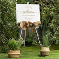 NianFeng Wooden Easel Stand for Sign, Easel Display Stand Floor for Wedding Sign with Adjustable Tray, 63-Inch, Tripod A-Frame Poster Light Duty, Welcome, Art Show & Baby Shower (White) by nianfeng