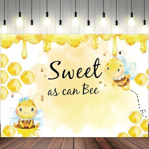 12x10ft Baby Shower Backdrop Sweet as Can Bee Photography Background Honeycomb Honey Yellow Bumblebee Boys Girls Kids Birthday Party Banner Decorations Newborn Gender Reveal Photo Booth Prop - Image 2