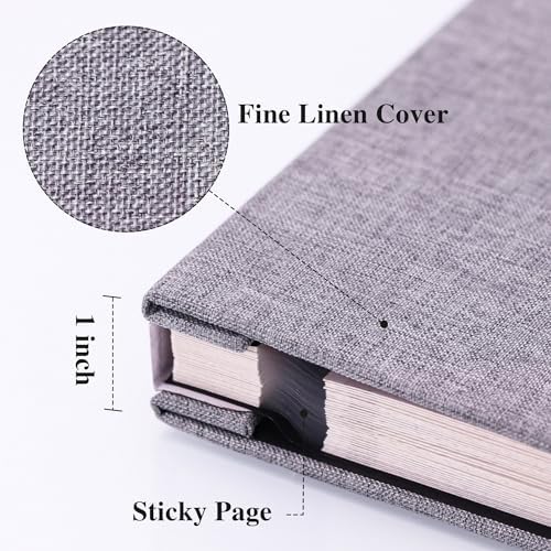 Vienrose Large Photo Album Self Adhesive for 4x6 8x10 10x12 Pictures Linen Scrapbook Album DIY 40 Blank Pages with A Metallic Pen - Image 3