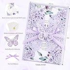 Purple Butterfly Laser Cut Wedding Invitations 50pcs Custom Invitation Card - Image 2