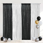 Eternal Beauty Black & Silver Sequin Backdrop Curtains, 4 Panels 2x8FT by EternalBeauty