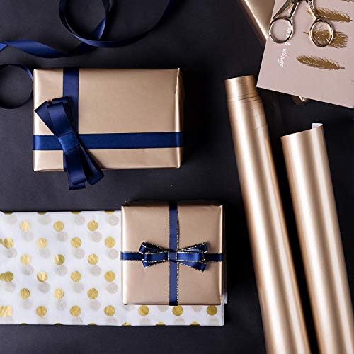 WRAPAHOLIC Navy Wrapping Paper Set - Gold and Navy Wrapping Paper Bundle with Gift Bow & Ribbon & Tag & Sticker, Perfect for Christmas, Birthday, Holiday, Father's Day, Baby Shower - Image 2