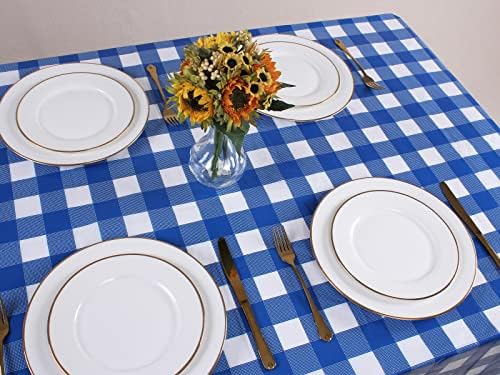 Kesfey Blue Gingham Tablecloth Picnic Party Checkered Table Cover 12 Packs - Image 6