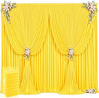 40ft x 12ft Yellow Backdrop Curtains Wrinkle Free Backdrop Curtain for Wedding Parties Yellow Fabric Backdrops Drapes Back Drop Cloth Bridal Shower Stage Curtains Wedding Decorations for Reception by Tao-GePartyDecorations