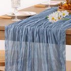 Dusty Blue Fall Cheesecloth Table Runner Boho Dinning Decor 10ft, 6 Pack - Image 2