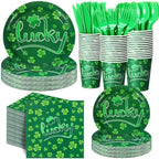 Pickmesh 400 Pcs Party Supplies Disposable Paper Plates Napkins and Cups Decorations for Men Women(Ireland,Green) by Pickmesh