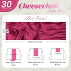 30 Pack Hot Pink Cheesecloth Table Runner 17 x 108 inch Cheese Cloth Table Runners 9ft Pink Table Runner Rustic Romantic Sheer Gauze Runner for Wedding Party Baby Shower Table Decoration - Image 2