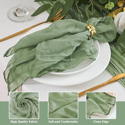50 Pack Cheesecloth Napkins 20"x20" Sage Green Gauze Boho Napkins - Image 4