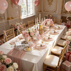 Liacere 350PCS Pink Plates Disposable-PinK Plates 50guest Baroque Plastic Dinnerware include 100Plates, 50Pack Pre Rolled Napkins with Silverware 50Cups Perfect for Wedding & Party & Baby shower - Image 2