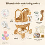 Vintage Wicker Baby Carriage Basket Set for Baby Shower, Wedding Party - Image 2