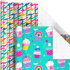 Hallmark Kids Wrapping Paper, 6 Rolls (Dinosaurs, Unicorns, Rainbows) - Image 5