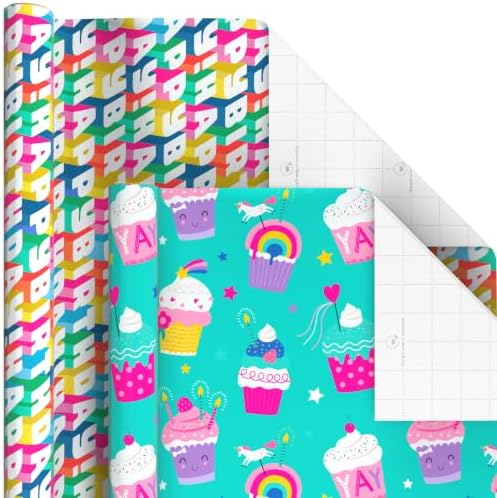 Hallmark Kids Wrapping Paper, 6 Rolls (Dinosaurs, Unicorns, Rainbows) - Image 5