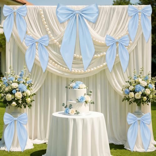 Crowye 7 Pcs Giant Satin Bow Decor, Large Blue Backdrop Decor - Image 5