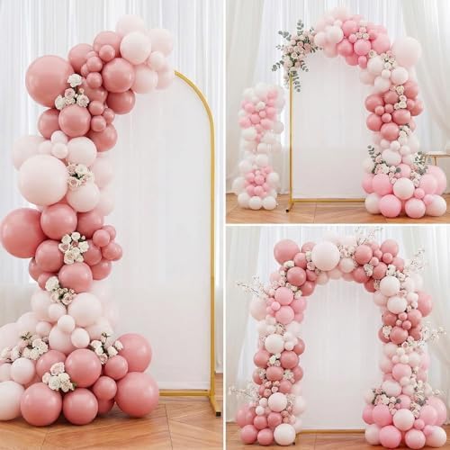 Metal Arch Stand and Cover Set,1 White Spandex Fitted Backdrop with 1 Gold Wedding Arched Stand Frame for Parties Birthday Baby Shower Bridal Banquet Decoration (7.2FT) - Image 3