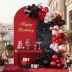 SaitiMade Set of 2 Red and Black Sequin Arch Backdrop Cover (7.2 & 6 FT) - Image 4