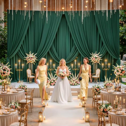 20ft x 14ft Hunter Green Backdrop Curtains for Wedding Parties, 4 Panels Wrinkle Free Polyester Fabric Drapes for Reception, Photography Background, Baby Shower & Stage Decor (5ft x 14ft Each) - Image 5