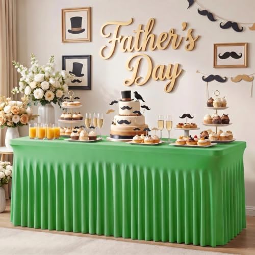 2Pack Green Spandex Tablecloth for 8FT Rectangle Table,Table Skirt - Image 2