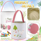 Honeydak 6 PCS Colorful Eggs Bunny Canvas Basket for Kids Carry Tote - Image 3