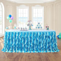 leegleri 6FT Tulle Ruffle Curly Willow Table Skirt for Rectangle or Round Tables, Under The Sea Ocean Blue Baby Shark Themed Tutu Table Skirt for Baby Shower, Birthday Party by LeegleriTableSkirt