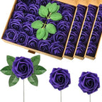 100 Pcs Artificial Rose Flowers, Purple by Luinabio