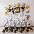 65 PCS Congrats Grad Balloons Kit, Class of 2026 Graduation Party Decorations Black Gold Silver Foil Balloons with Congrats Mylar Balloons Celebration Supplies for High School College Graduation by Vrukiaa