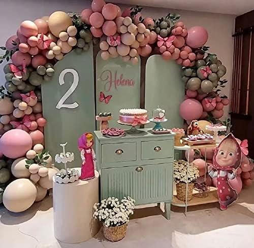 Pastel Olive Green Arch Backdrop Covers for Jungle Wild Birthday Party Decoration Arched Backdrop Stand Covers Baby Shower Wedding Arch Props NO-280-4x7ft - Image 4