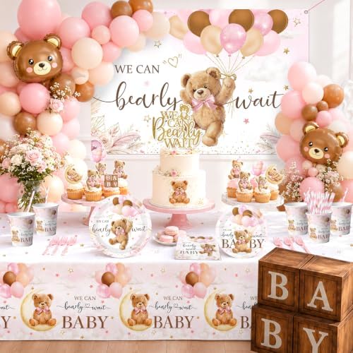 Pink Bear Baby Shower Decorations for Girl Bear Bear Theme Party Supplies - Image 6