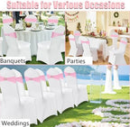 Pink Chair Sashes for Wedding 50 Pack Spandex Pink Sashes for Chairs Covers Stretch Chair Sashes Band with Heart Buckle Slider Wedding Sashes Bows for Banquet Party Decorations - Image 7