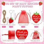 Roshtia 36 Set Strawberry Baby Shower Favors for Guests Clear Acrylic Shot Glasses Thank You Tags Keychains Organza Bags Strawberry Party Supplies for Girl Gender Reveal Favor - Image 3