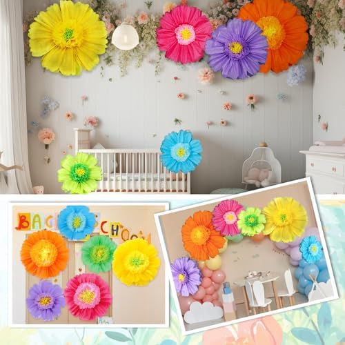 Giegxin 6 Pcs 39.3", 31.5", 24" Mexican Giant Paper Flowers Wall Decor - Image 5