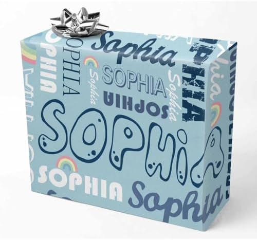 AOFUN Wrapping Paper for Boys - Birthday, Christmas, Valentine's Custom Name Text Gift Wrap - 5 Rolls 58" x 23" by Unknown