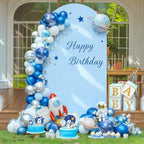 7.2FT Blue Arch Backdrop Cover - Polyester Fitted Wedding Arch Stand Covers Round Top Chiara Arch Backdrop Cover for Birthday Party Banquet Photo Background Decoration by WishCare