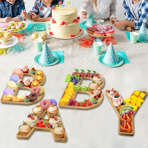 Larger Charcuterie Board Letters for Baby Shower Gender Reveal Party, 12" Wooden Charcuterie Party Decorative Box, Candy Cupcake Serving Tray Food Dish Plates (Baby - 12 INCHES) - Image 4