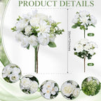 White Peonies Dahlia Artificial Flowers Bulk, 12 Bundles - Image 2