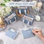 Yeaqee 100 Pcs Mini Metallic Paper Gift Bags with Handle, Dusty Blue, Silver - Image 4